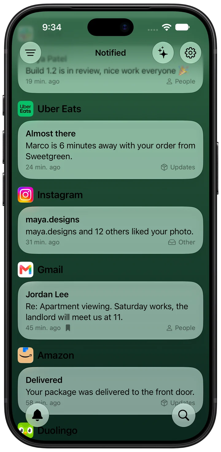The Forest background behind the notification list